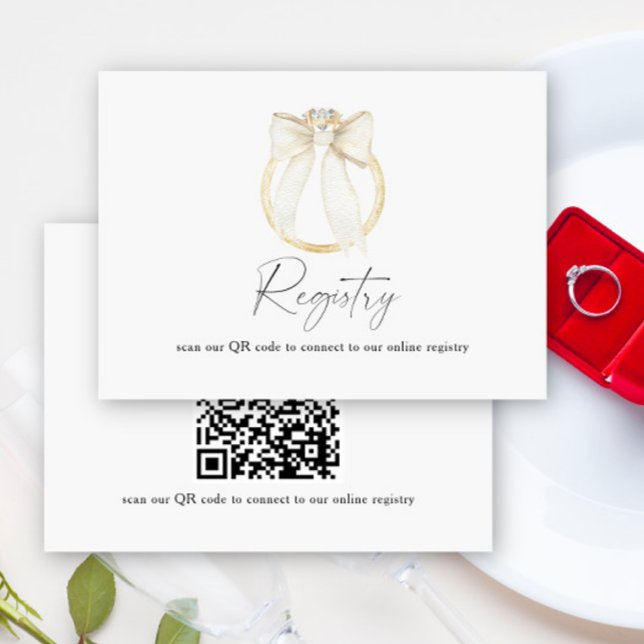 Ring Bow bridal shower QR code for registry  Enclosure Card (Creator Uploaded)