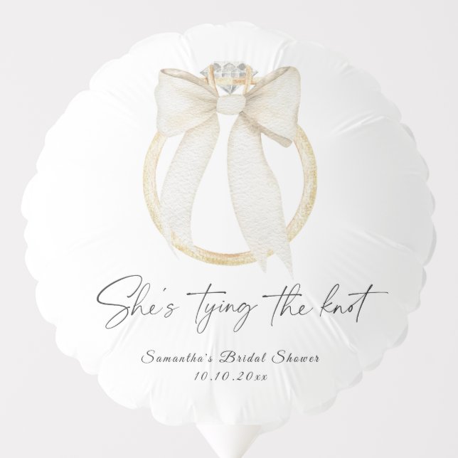 Ring Bow She's tying the knot Bridal Shower Balloon (Front)