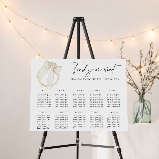 Ring Bow Wedding seating chart Foam Board (In Situ (Stand))