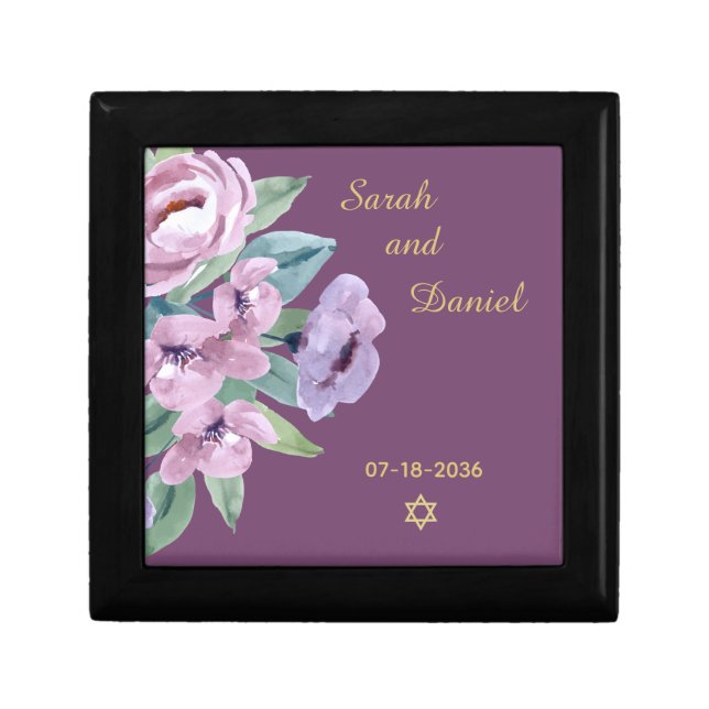 Ring Box for Periwinkle Joy Purple Floral Wedding (Front)