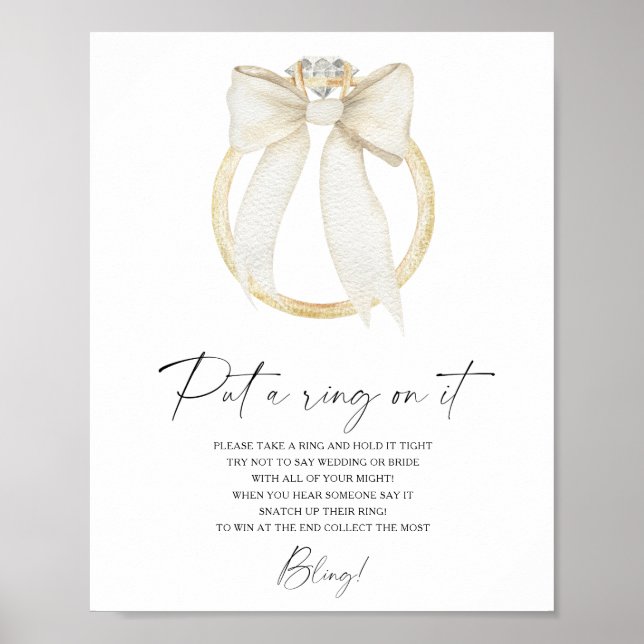 Ring bridal shower Put a ring on it game Post Poster (Front)