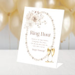 Ring Bridal Shower Sign<br><div class="desc">Add a fun and interactive element to your celebration with our 'Ring Hunt' pedestal sign. Adorned with delicate watercolor florals and elegant script,  this sign complements the Elegant Pearls and Prosecco Bridal Shower Collection,  providing a charming way to engage guests in a delightful and memorable game.</div>