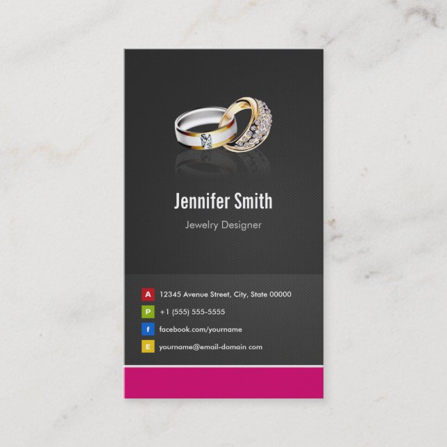 Ring Design Jeweler Jeweller Jewelry Jewellery Business Card (Front)