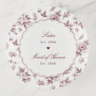 Ring Dish Bridesmaid Elegant Burgundy Floral