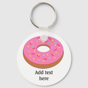 Ring Donut with Pink Frosting Customizable Keychain