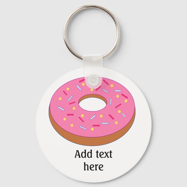 Ring Donut with Pink Frosting Customizable Keychain (Front)