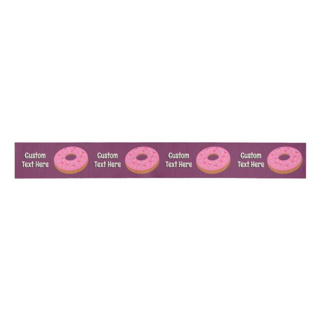 Ring Donuts - own greeting - any dark background Grosgrain Ribbon (Front)