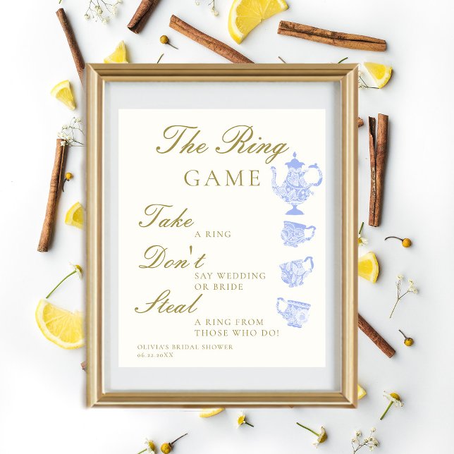 Ring Game Bridal Tea China Set Blue White Lace Poster (Creator Uploaded)