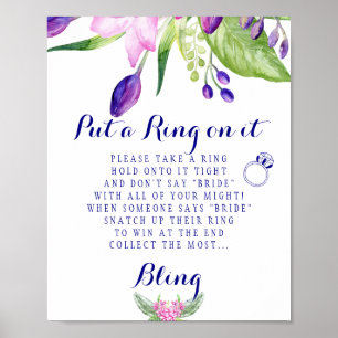 Ring game elegant floral bridal shower sign