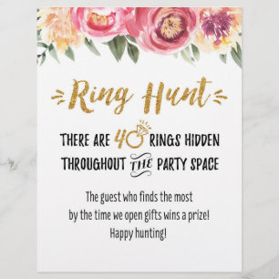 Ring Hunt Bridal Game Sign