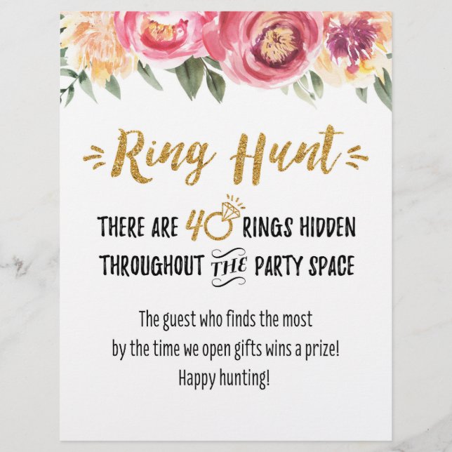 Ring Hunt Bridal Game Sign (Front)