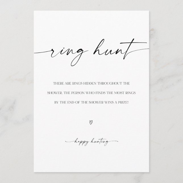 Ring Hunt Bridal Shower Game Program (Front)