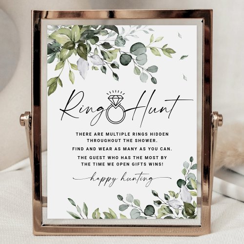 Ring Hunt Bridal Shower Game Sign Greenery Themed