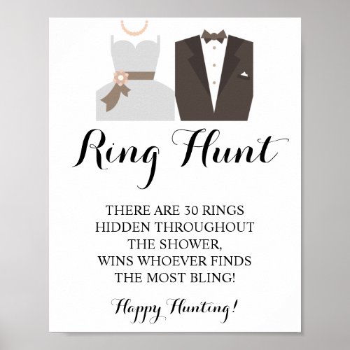 Ring Hunt Bride  Groom Bridal Shower Game Sign