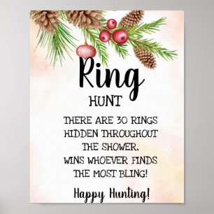 Ring Hunt Christmas Bridal Shower Game Sign