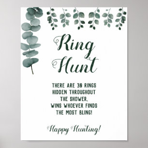 Ring Hunt Eucalyptus Bridal Shower Game Sign