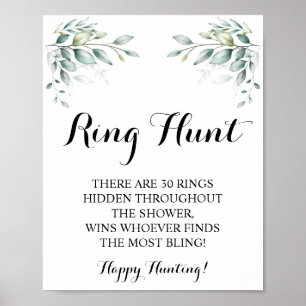 Ring Hunt Eucalyptus Bridal Shower Game Sign