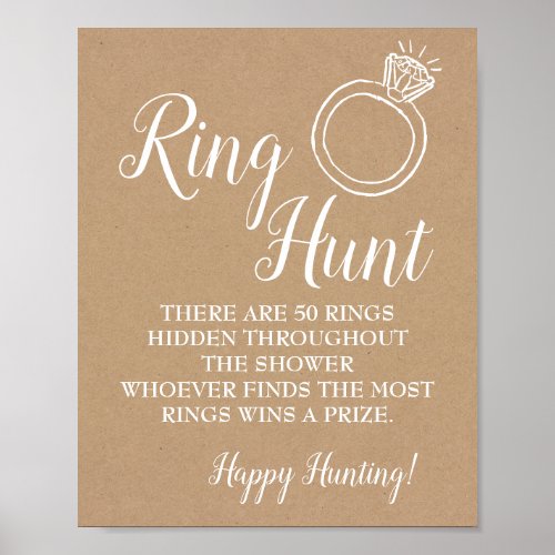 Ring hunt game Bridal shower rustic wedding sign