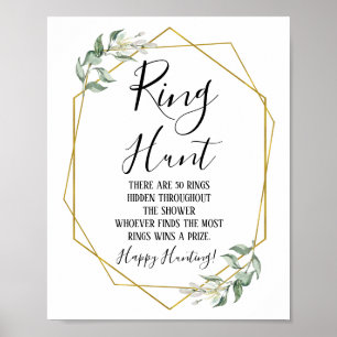 Ring hunt greenery bridal shower game sign