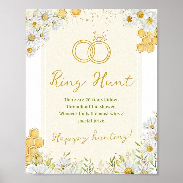 Ring Hunt Honeybee Bride Bee Bridal Wedding Shower Poster (Front)