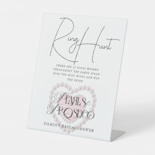 Ring Hunt Pearls & Prosecco Bridal Shower Custom Pedestal Sign