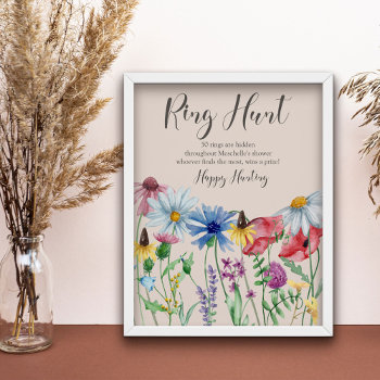 Ring Hunt Wildflower Charm Bridal Shower Game Poster by darlingandmay at Zazzle