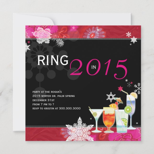 Ring in 2015 Glamorous New Year's Eve Party Invitation (Front)