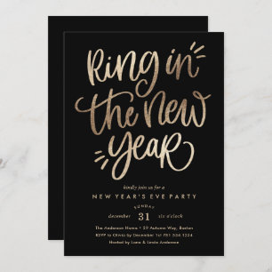 Ring in the New Year Faux Foil Party Invitation