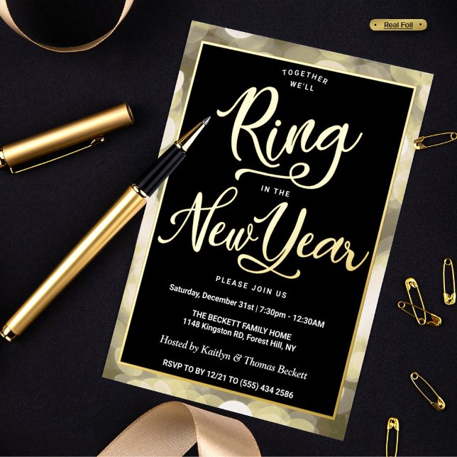 Ring In The New Year | New Years Eve Party Real Foil Invitation (Creator Uploaded)