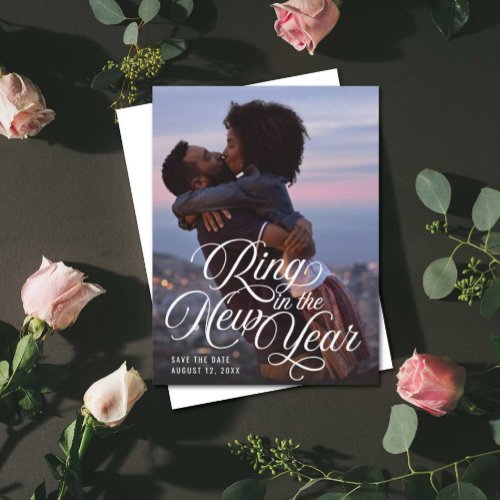 Ring in the New Year Photo Save the Date Announcement Postcard