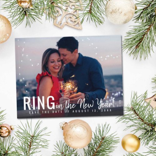 Ring in the New Year Photo Save the Date Announcement Postcard