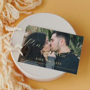 Ring in the new year Wedding save the date Foil Invitation
