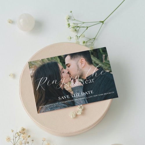 Ring in the new year Wedding Save the date  Invitation