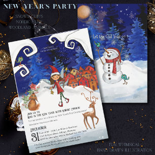 Ring in the New Year with Nordic Charm I Whimsical Invitation