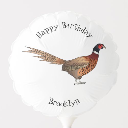 Ring_necked pheasant bird cartoon illustration  balloon