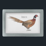 Ring-necked pheasant bird cartoon illustration belt buckle<br><div class="desc">Ring-necked pheasant bird cartoon illustration</div>