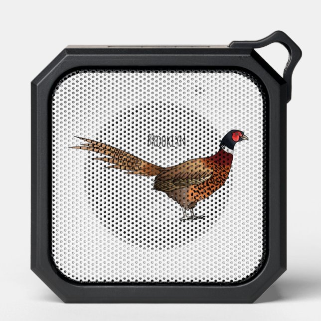 Ring-necked pheasant bird cartoon illustration  bluetooth speaker (Front)