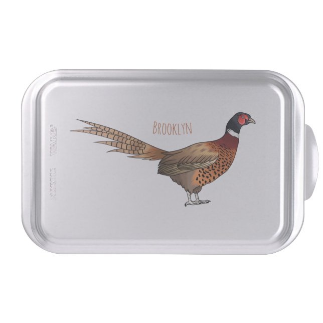 Ring-necked pheasant bird cartoon illustration  cake pan (Front)