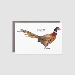 Ring-necked pheasant bird cartoon illustration  car magnet