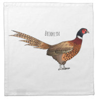 Ring-necked pheasant bird cartoon illustration