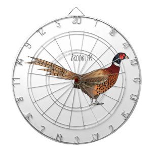Ring-necked pheasant bird cartoon illustration  dart board