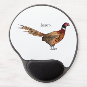 Ring-necked pheasant bird cartoon illustration  gel mouse pad