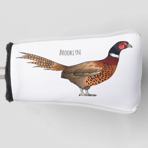 Ring_necked pheasant bird cartoon illustration  golf head cover