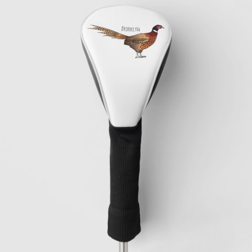 Ring_necked pheasant bird cartoon illustration  golf head cover