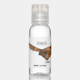 Ring-necked pheasant bird cartoon illustration hand sanitizer