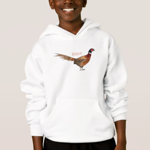 Ring-necked pheasant bird cartoon illustration  hoodie