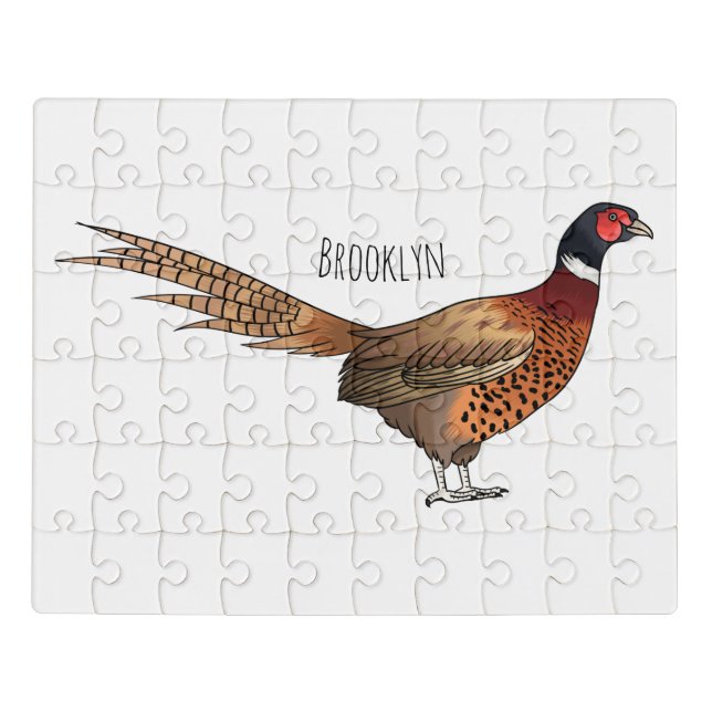 Ring-necked pheasant bird cartoon illustration  jigsaw puzzle (Puzzle Horizontal)