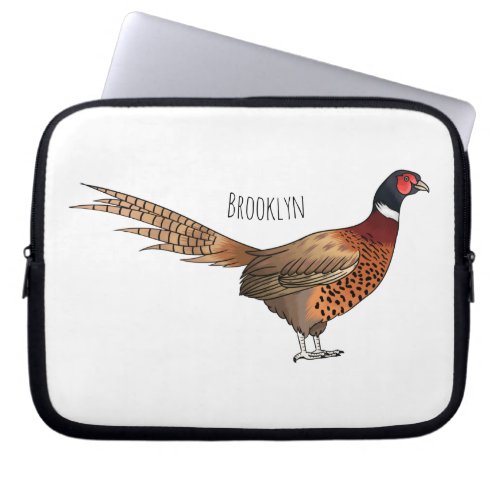 Ring_necked pheasant bird cartoon illustration laptop sleeve