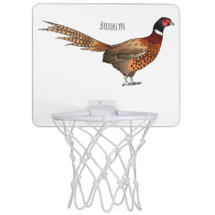 Ring-necked pheasant bird cartoon illustration mini basketball hoop