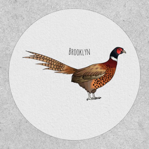 Ring_necked pheasant bird cartoon illustration  patch